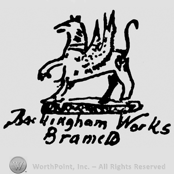 Animal with wings and Rockingham Works Bramed written below.