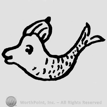 Shape similar to a fish with a  crown.