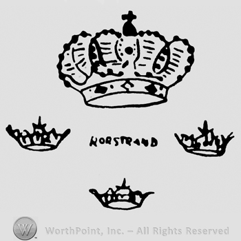 Four crowns with a cross on top;word RORSTRAND in the middle.
