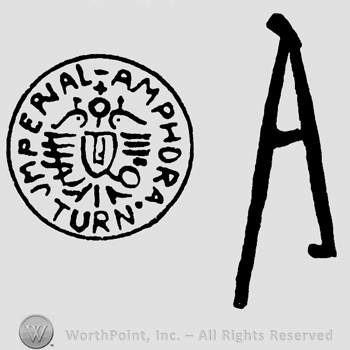 A circle with IMPERIAL AMPHORA TURN written inside;letter A in the right side