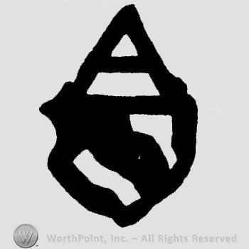 Letter A on top of a shield with stripe.