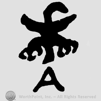 Shape similar with an eagle above letter A.