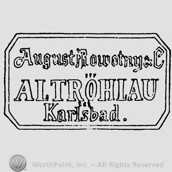 ALTROHLAU in the middle;AUGUST NOVOTNY & C on top;KARLSBAD below.