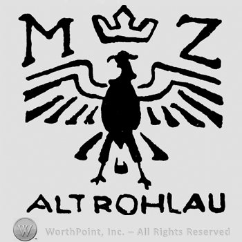An eagle with a crown with letters M Z on top;ALTROHLAU below.