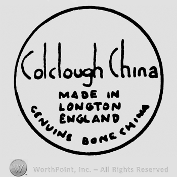 Circle with COLCLOUGH CHINA MADE IN LONGTON ENGLAND GENUINE BONE CHINA written inside.
