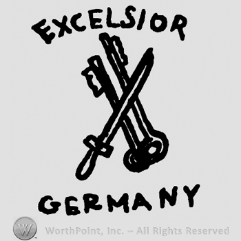 A sword and two crossed keys in the center;word EXCELSIOR on top and word GERMANY at the bottom.