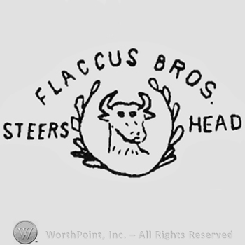 A steers head with "STEERS" on the left and "HEAD" on the right, and "FLACCUS BROS." written in a curved line above it
