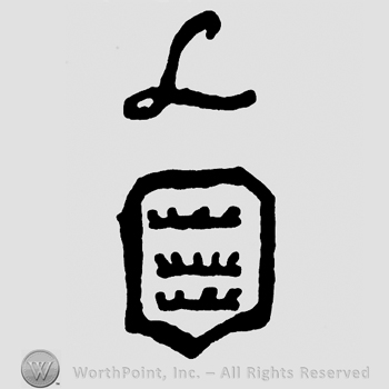 Letter L on top of a shape similar with a shield.
