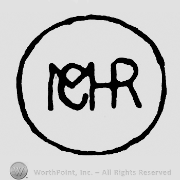 Circle with monogram of letters MCHR inside.