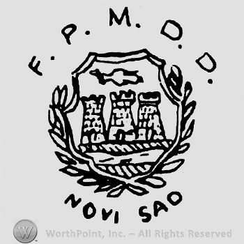FPMDD written on top;Three towers in the middle;Novi Sad at the bottom.
