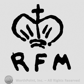 A crown with cross on top;RFM written below.