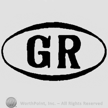 Bold capital letters "GR" inside an oval
