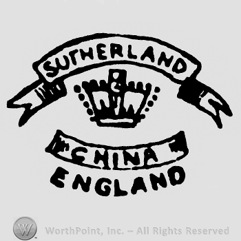 A ribbon on top with word Sutherland written;A crown in the middle;China england written below.