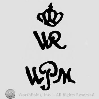 WR with crown and cross on top;WPM written below.
