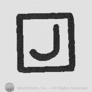 Bold capital letter "J" inside a square