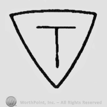 Capital letter "T" in a shield