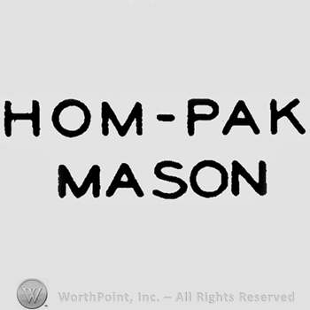 Capital lettering "HOM-PAK" above, "MASON" under