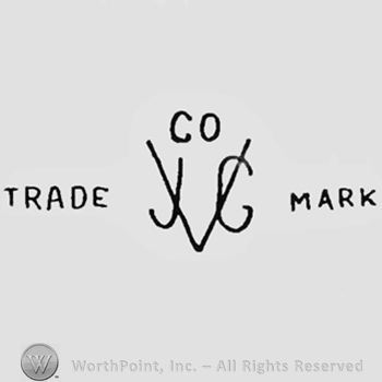 Monogram of letters "VJC" with word "TRADE" to the left, "MARK" to the right, and "CO" above all in capital letters
