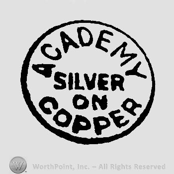 Words ,,Academy silver on copper" written with uppercase letters in a circle.
