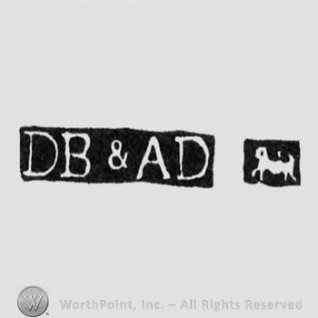 The letters DB & AD written in uppercase next to a stylized animal, in profile