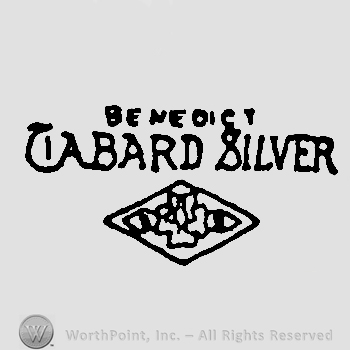Benedict written over Gabard Silver, all with uppercase letters, diamond with cross design below