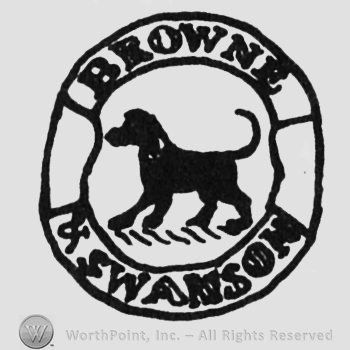 dog inside a circle, label above "BROWNE", under "SWANSON"