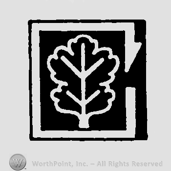 A leaf in a square similar to letter C, on a black background.