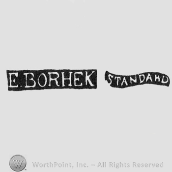 The name E Borhek written with uppercase letters next to the word 'Standard' written also with uppercase letters and waved.