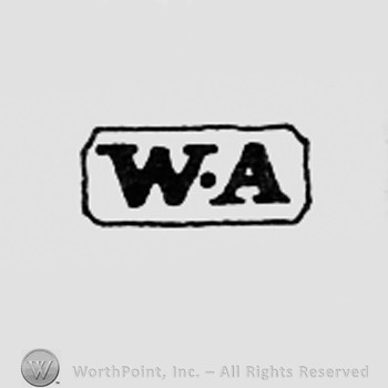Letters W and A inside a frame like a rectangle; point between the letters.