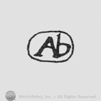 Letters AB inside a frame like an ovaal.