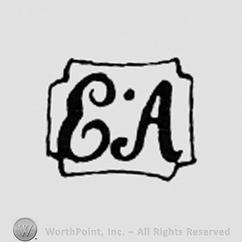 Letters EA inside a frame like a square.