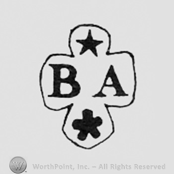 Star, letter B, star and letters A, all arranged like a cross.