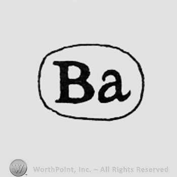 Letters B and A inside a frame like an oval.
