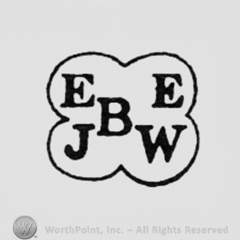Letters EJ B EW inside a frame like a flower.