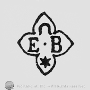 Crescent, letters EB and a star.