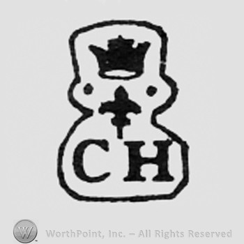 Crown and fleur-de-lis above letters C and H.