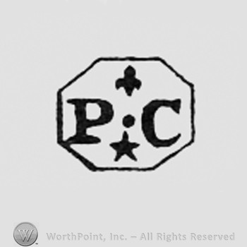 Fleur-de-lis above letters PC and a star.