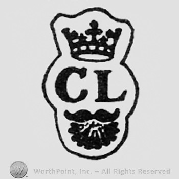 Crowned letters CL above a mustache.