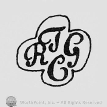 Letters TRCG inside a shipe like a clover.