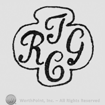 Letters TRCG inside a shipe like a clover.