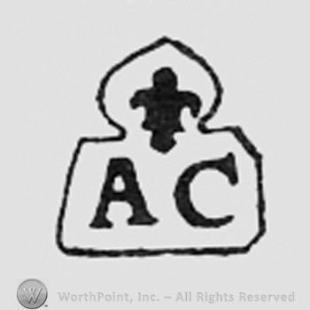 Fleur-de-lis above letters AC.