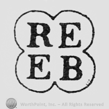 Letters RE EB inside a frame like a clover.