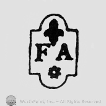 Fleur-de-lis above letters FA, and a star bellow.