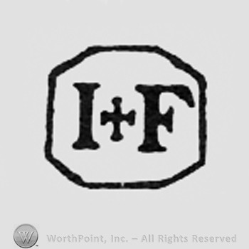 Letters I and F, cross between, all inside a frame.
