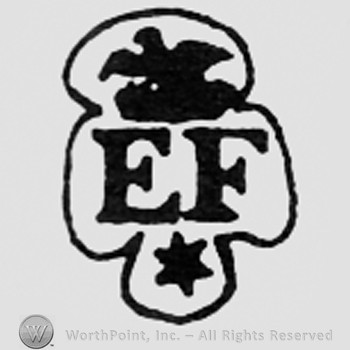 Bird above letters EF, and a star.