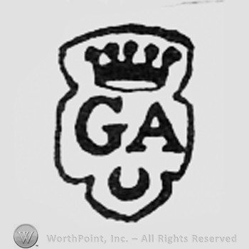 Crowned letters GA, all on a shield.