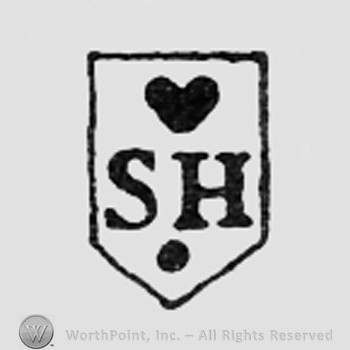 Letters SH and a heart, all on a shield.