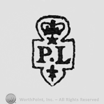 Letters PL, crown and star above, fleur-de-lis bellow.
