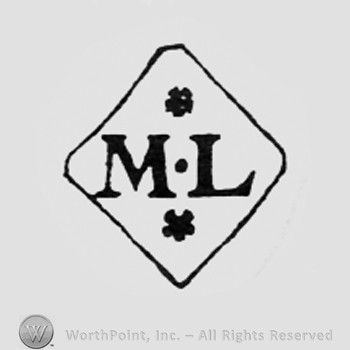 Letters ML and two little flowers, all inside a diamond.