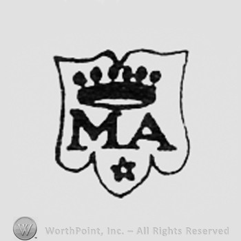 Crowned letters MA and a little flower bellow.